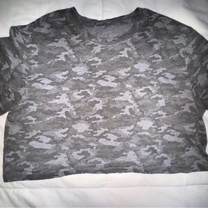 Fabletics Gray Camo Crop Top